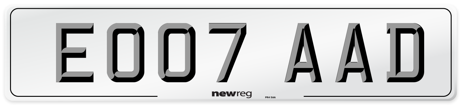 EO07 AAD Number Plate from New Reg